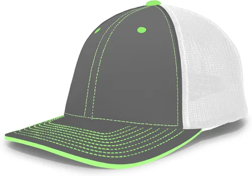 Vista 31 de Pacific Headwear Gorra unisex Pacific Headwear Trucker Flexfit® para adultos Grafito/Negro/Negro