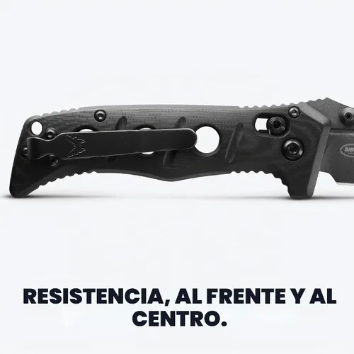 Vista 4 de Benchmade Mini Cuchillo táctico Adamas, hoja de acero CPM-CruWear (273GY-1)