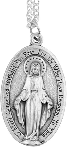 Vista 2 de Collar con medalla milagrosa de María de VILLAGE IMPORTERS de 1.5in Colgante y cadena de la Virgen María Virgen Hermoso diseño italiano Christian