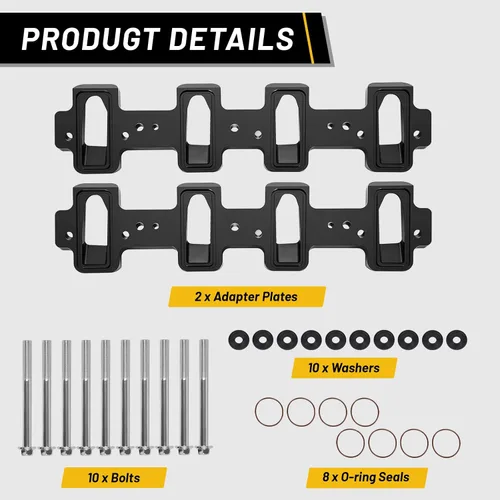 Vista 5 de LS1 Placas adaptadoras de colector de admisión rectangular para culata de puerto catedral a LS3 LSA ZL1 CTS-V (negro)