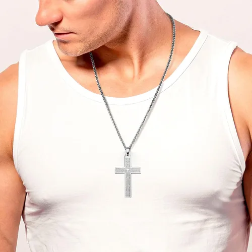 Vista 8 de Collar de cruz de acero inoxidable 316L para hombre, collar con colgante de cruz para hombres, collar de cruz para hombre, regalo de joyería