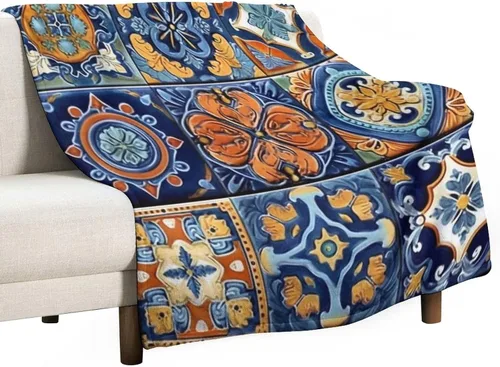 Vista 56 de Manta bohemia mexicana retro a rayas multicolor, manta bohemia étnica cálida de 30 x 40 pulgadas, suave manta de felpa mullida y acogedora manta