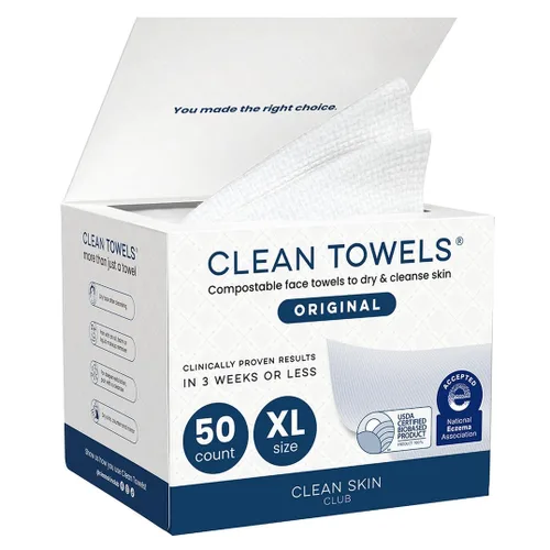 Vista 14 de Clean Skin Club Clean Towels XL®, toalla facial 100% biológica certificada por USDA, toallita facial desechable, aceptada por la Asociación