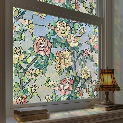Vista 16 de ADD.HERES - Película de privacidad para ventana, película 3D para ventana, 23.6 x 35.4 pulgadas Rosa Bestia