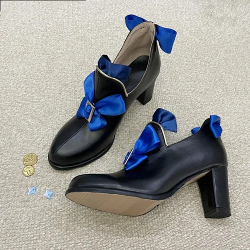 Vista 4 de COSGOGO Genshin Impact Fontaine Furina - Zapatos de cosplay para Halloween, carnaval, fiesta, juego de anime, para mujeres y hombres, zapatos
