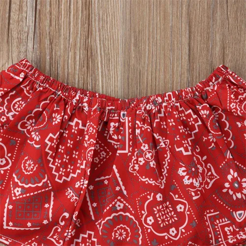 Vista 2 de stylesilove Baby Girls Cowgirl Red Bandana Top with Pom Pom Trim Bloomers and Headband 3pcs Outfit
