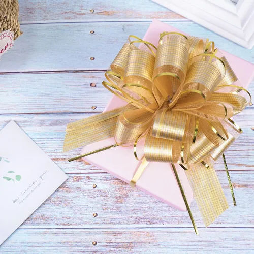 Vista 4 de 10 lazos grandes para envolver regalos, lazo con cinta para cestas de regalo de boda, lazos de envoltura de regalo de fiesta, lazos de decoración