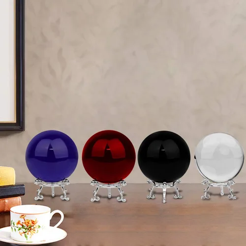 Vista 7 de MerryNine Bola de cristal con soporte para regalo de decoración del hogar Negro, cristal K9, bola de fotografía de vidrio con soporte, esfera