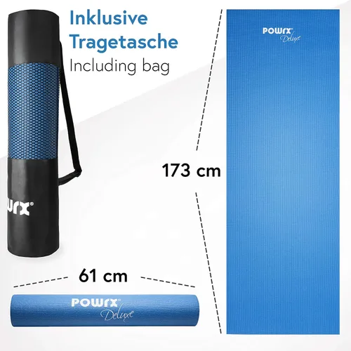 Vista 5 de POWRX Esterilla de yoga extra gruesa Superficie antideslizante Entrenamiento versátil Alfombrilla de pilates Diseño apto para viajes