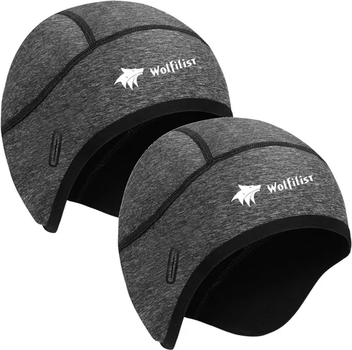Vista 11 de WOLFILIST Skull Cap Winter Helmet Liner, Cold Weather Thermal Cycling Cap negro (Black*1)