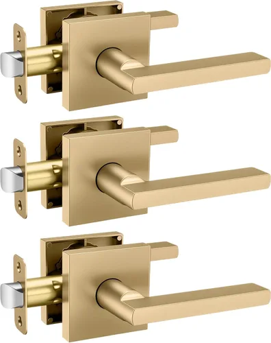 Vista 17 de Goldenwarm Manijas de puerta de oro cepillado para interiores, manijas