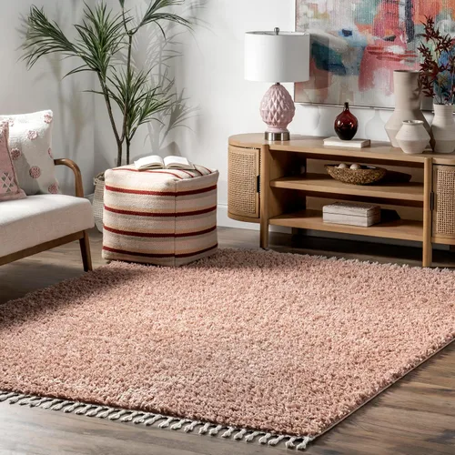 Vista 16 de NULOOM Neva Alfombra de Área Shag Moderna con Borlas, 8' Cuadrada, Beige Neva Beige