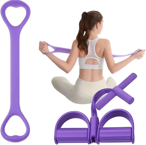 Vista 7 de SZ - Juego de bandas de resistencia – 2 piezas figura 8 bandas de resistencia y tubos de resistencia de pedal para entrenamiento de cuerpo completo