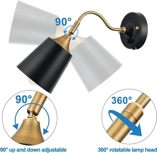 Vista 3 de Lámpara de pared de cuello de cisne a pilas, aplique de pared de tubo de ángulo ajustable, con bombilla LED regulable remota para decoración