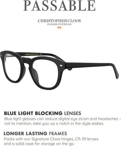 Vista 2 de Christopher Cloos - Passable - Gafas de luz azul de diseño danés para hombres y mujeres