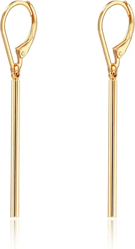 Vista 10 de Aobei Pearl 18K Oro/Platino Chapado en Latón Arete Colgante de Barra Vertical Larga Gota Pendiente Minimalista Joyería Geométrica para Mujeres Barra