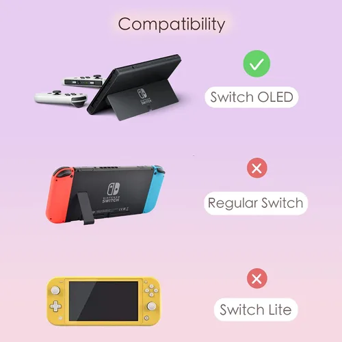Vista 2 de Starry Forest Lindas fundas protectoras para Nintendo Switch OLED con fundas Joycon Stick, cubierta dura de plástico púrpura para consola Switch