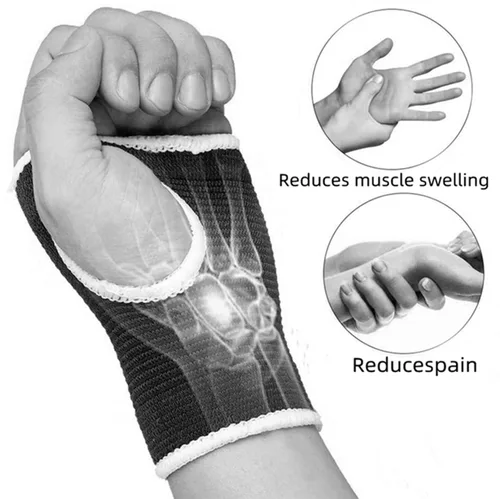 Vista 5 de Muñequera de soporte para la palma, muñequera de uso diario, túnel carpiano de compresión para aliviar el dolor de muñeca, guantes de fitness, Negro