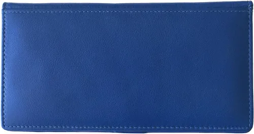 Vista 6 de RFID chequera de piel con ranuras para tarjetas de crédito y soporte para pluma.
