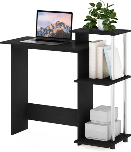 Vista 8 de Furinno EFFICIENT - Escritorio para juegos de 28.6 pulgadas de ancho con 3 estantes laterales abiertos, escritorio para computadora portátil