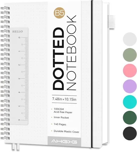 Vista 23 de AHGXG Diario de puntos, cuaderno en espiral de cuadrícula de puntos de 8.5 x 11 pulgadas, cuaderno de puntos grande A4, papel grueso de 3.53 oz/m²