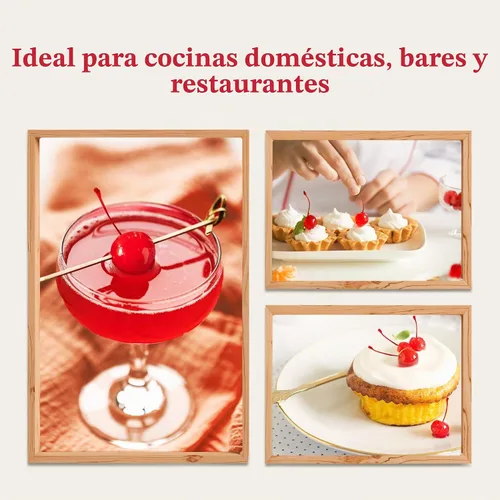 Vista 4 de Haddar Cerezas marrasquinas rojas con tallos, 12.6 onzas Cerezas de cóctel a la antigua Cerezas dulces y vibrantes para adornar postres