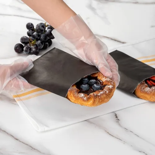Vista 7 de Restaurantware Bag Tek - Bolsas de sándwich de 7 x 5 pulgadas, 100 bolsas de panadería a prueba de grasa, desechables para microondas, papel negro
