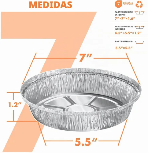 Vista 2 de CURTA - Sartenes redondas de aluminio de 7" con tapas transparentes Alta resistencia Ideales para asar, hornear, almacenamiento, asado, para 120