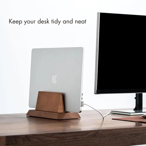Vista 3 de ZMARKRAFT® Soporte vertical ajustable para laptop compatible con todas las computadoras portátiles, soporte de madera maciza para MacBook, soporte
