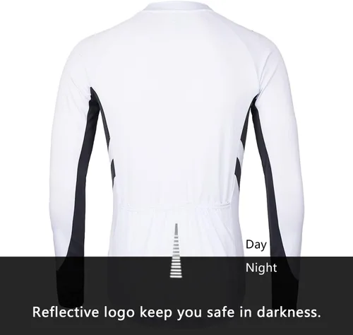 Vista 2 de ARSUXEO Camiseta de ciclismo de manga larga con cremallera completa para hombre 6030