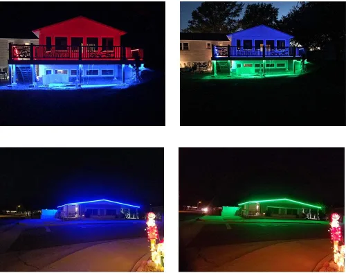 Vista 3 de Tira de luz LED RGB impermeable de 100 pies, 120 pies, 150 pies, 180 pies, 200 pies, 250 pies, 300 pies, 60 LEDs/M 24 voltios, control remoto RF