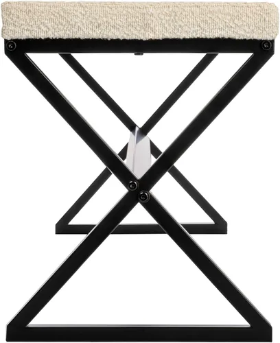 Vista 8 de Household Essentials Harper Banco de metal con cojín tapizado Boucle, crema y negro