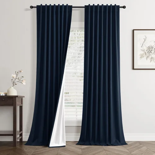 Vista 21 de Jowels - Cortinas opacas con pestaña trasera color beige cálido de 84 pulgadas de largo, 2 paneles para sala de estar y dormitorio, color beige