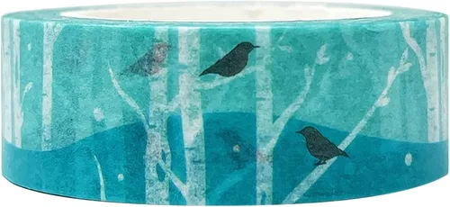 Vista 4 de allydrew Cinta adhesiva Washi de hermosos paisajes, 0.591 in x 16.4 ft, helechos tropicales