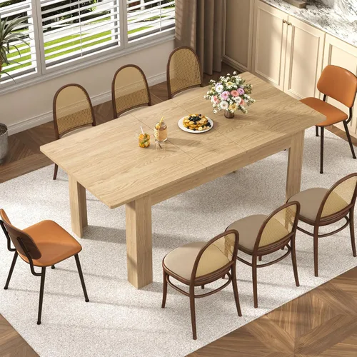 Vista 5 de jiteentarou Mesa de comedor extensible para 6-8 personas de 59 a 86 pulgadas, mesas ampliables de 86 pulgadas de largo para espacios pequeños, mesas