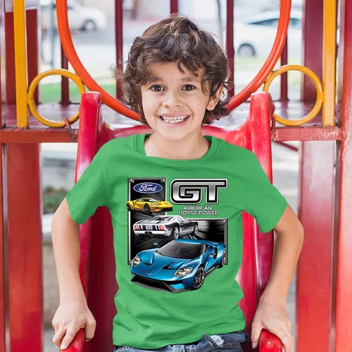 Vista 4 de Ford GT American Horse Power - Camiseta deportiva para niños, con licencia de coche de carreras