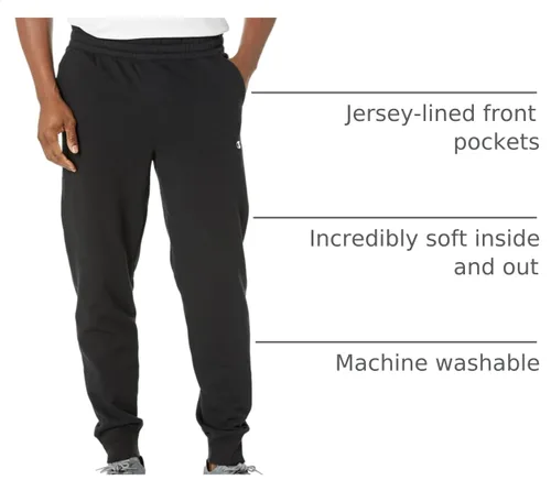 Vista 2 de Champion Men's Sueded Fleece Jogger Sweatpants Negro