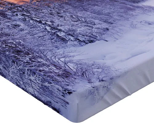 Vista 3 de Ambesonne Winter 2 Pack Fitted Sheet, Frozen River Sunrise, Bed Cover All-Round Elastic Deep Pockets 2 Pieces, Package Contains 2 Full Size Fitted