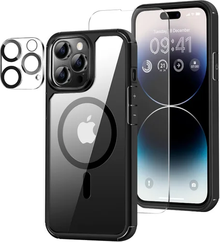 Vista 10 de Funda magnética diseñada para iPhone 13 Pro Max [compatible con MagSafe] con protector de pantalla y protector de lente de cámara, funda Azul