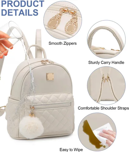 Vista 35 de Mini mochila de moda para niñas, bolso pequeño lindo de cuero a cuadros para mujer, mochilas pequeñas, Negro -, Mini mochila de moda para niñas