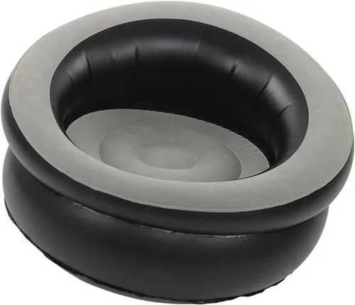 Vista 8 de Srliya Sofá inflable de aire flocado, silla inflable simple, sofá perezoso, sofá puff para sala de estar, dormitorio, sala de lectura, oficina, Gris