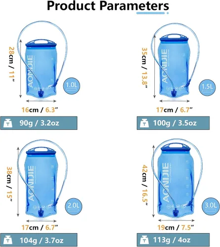 Vista 2 de JEELAD TPU Hydration Bladder Water Bladder Ultra-Durable Water Storage Bladder for Hydration Backpacks Outdoor Hiking Running Cycling Camping