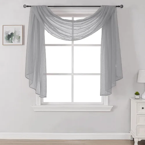 Vista 33 de Bufanda transparente para ventana de 144 pulgadas de largo, color azul bebé, perfecta como bufandas de cenefa, así como toldo de cama o decoración