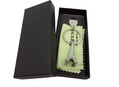 Vista 5 de wpeng decoración preciosa 3d Souvenir Llavero en París la torre Eiffel en Francia (plata)