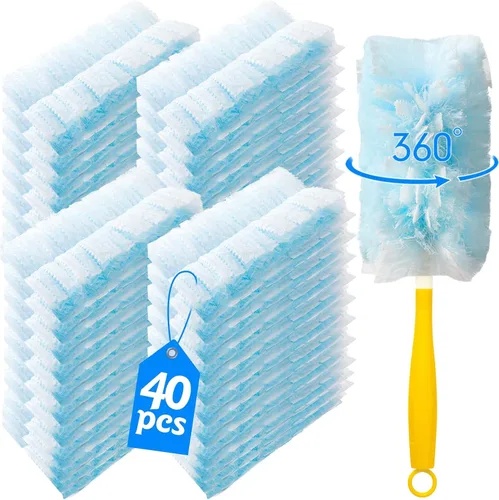 Vista 10 de 60 repuestos de plumero resistente de 360° compatibles con Swiffer, repuesto de plumero electrostático desechable extra grueso de tamaño grande