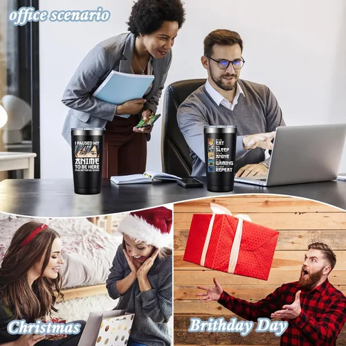 Vista 8 de Regalos de anime para hombres y mujeres – Kawaii Navidad, regalos de cumpleaños para fanáticos de la animación japonesa, amantes – Vaso de 20 onzas