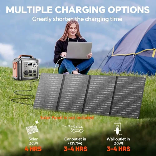 Vista 2 de 300W Portable Power Station with 60W Solar Panel, 296Wh Solar Generator
