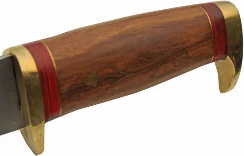 Vista 4 de SZCO - Cuchillo de caza de espiga completa de 12.25 pulgadas, cuchillo de bolsillo con hoja de acero inoxidable, mango de madera con incrustaciones
