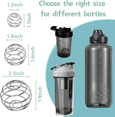 Vista 5 de Bola agitadora de proteínas, bolas de licuadora para botellas de coctelera, acero inoxidable 304