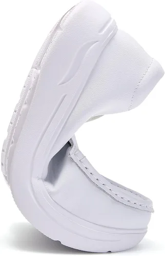 Vista 6 de Nursgram Nurse Shoes Women Nursing Work Healthcare Slip Resistant Breathable Restaurant Food Service Lightweight Leather Loafers